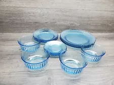 Aqua Blue Glassware /Dinnerware Set for 4 Plates Bowls Cups