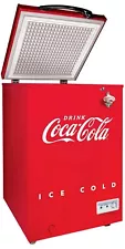 Coca-Cola Fridge 3.5 Cu Ft Refrigerator & Freezer with Wheels Bottle Opener