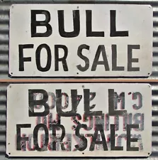 VINTAGE BULL FOR SALE METAL SIGN FARM RANCH HOUSE CATTLE HAND PAINTED antique