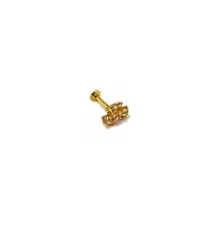 Indian traditional shine CZ Nose Stud design Solid 18k Gold for beauty 1ps