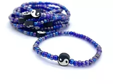 Yin-Yang Bracelets Bulk Seed Bead 7 Inch Stretch Handmade in the USA Set of 10