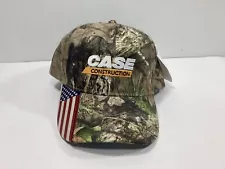 CASE Construction Adjustable Ball Cap Hat - Camouflage with US Flag