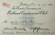 Vintage Portland Oregon Commercial Club Membership Invitation Card 1911