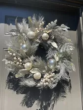 Beautiful Silver Holiday Wreath 22”