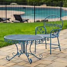 Curvy Outdoor Metal Garden Furniture with Fleur-de-lis Design "La Rochelle"