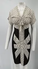 Byron Lars Beauty Mark Button-Up Geometric Print Pleated Sheath Dress sz 2 NWT