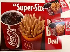 3 Items-(1) McDonald's Super-Size Sign, (2) Super Size Crew Badges 1994-SALE