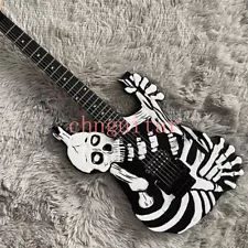 Custom Black White Skull and Bones Electric Guitar Black Hardware FR Bridge