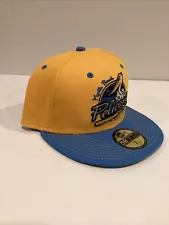 Myrtle Beach Pelicans MILB New Era Buffalo 59FIFTY Yellow Blue Hat Cap 7 1/8 New