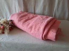 Pink Wool style Vintage Blanket 226cm X 258cm retro winter throw old marked sale