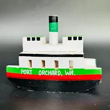 Port Orchard Washington Souvenir Wood Ferry Boat 3"