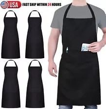 4× Waterproof Rubber Vinyl Apron w/ 2 Pockets Dishwashing Women Men Kitchen US