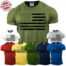 USA Distressed Flag American Men T Shirt Patriotic Funny Gift Tee S -3XL