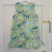 Lily Pulitzer Girls 6 Floral Cotton Shift Dress Kentucky Derby Horses