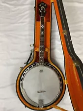 Iida Vintage 4-String Banjo 19 Frets Remo Weatherking Banjo Head USA W/ Case