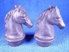 TWO Vintage Cast Iron HORSE HEAD Fence Post Tops