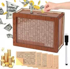 Money Saving Box Piggy Bank for Adults Kids Wooden Coin Bank