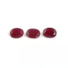 6*8mm Oval Cut Natural Red Ruby Untreated Loose Gemstone for sale 3 Pieces