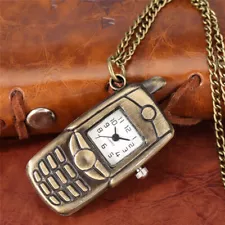 Unique Mobile Phone Shape Small Size Quartz Pocket Watch for Men Women Chain