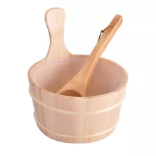 4L Wooden Bucket With Handle Bathing Accessories For Sauna Spa Wooden Bucket