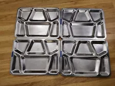 Lot Of 4 1951 Stainless Steel Mess Hall Cafeteria School Food Tray US EA CO !