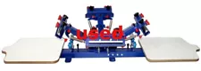 Used Table Type 18x22in 4 Color 2 Station Silk Screen Press Printer for T-shirt