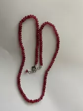 NATURAL MINED RUBY BEAD NECKLACE.UK SELLER.Real ruby Opaque beads.VVGC