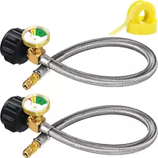 SHINESTAR 15-Inch RV Propane Hose with Gauge for 5-40lb Tanks Camper Gas Line