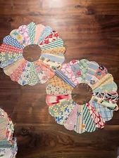 Vintage 1930s Unfinished Dresden Plate Quilt Blocks 25 + pieces for 10)