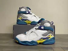 Nike Air Jordan 8 Retro 'White Aqua' Sneakers CI1236-100 Women's Size 7 NEW