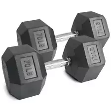 Titan Fitness 70 LB Pair Free Weights, Black Rubber Coated Hex Dumbbell