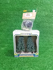 Life-Like HO Giant Blue Spruce and Lemax Round Bristle Trees New Old Stock