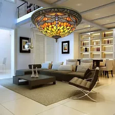 New ListingCeiling Light with Colorful Glass Shade Decorative Tiffany Lamps for Corridor