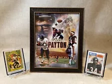 Walter Payton Chicago Bears SET: Framed 8x10 Print w/ Hologram; 2 Football Cards