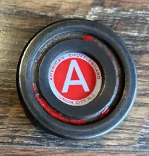 Vintage Letter A Metal Shuffleboard Puck, American Shuffleboard, Union City, NJ