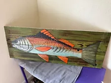 Redfish Painting on Old Barn Wood- Fishing Wall Art/ salt Water fish