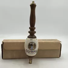 VINTAGE NEW NOS OLYMPIA WHITE CERAMIC Prestige Draft Beer Tap Handle WASHINGTON