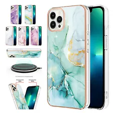 For iPhone 14 15 13 12 11 Pro Max Shockproof Marble Pattern Hybrid Case Cover