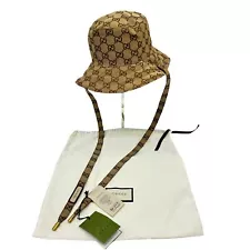 Auth GUCCI GG Supreme Reversible Bucket Hat Size M 58cm Brown Nylon #36634661