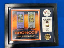 Denver Broncos 2 Time Super Bowl Champs Tickets Coin Framed Limited Edition 5000