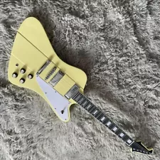 6-String Cream Firebird Electric Guitar Solid Body HPL Fretboard White Pickguard