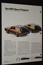 1972 CHEVY KINGSWOOD / CONCOUR ESTATE WAGON ORIGINAL DEALER SALES BINDER INSERT (For: 1960 Chevrolet)