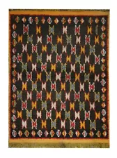 Wool Area Rug Handmade Carpet, Traditional Geometric Rug Vintage 100x137cm