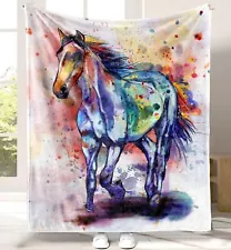 Horse Blanket Gifts for Girls Boys Soft Throw 50"x40, Horse-hs2