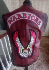 The Warriors Biker Embroidered Maroon Faux Motorcycle Leather Vest Medium