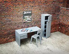 Office furniture. Scale 1:18. Diorama office decoration. Working desk and chair