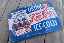 Pepsi Cola 5 Cent Drink Pepsi Cola Ice Cold Metal Tin Sign Man Cave Garage