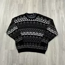 Vintage Expressions Sweater Men's Extra Large Geometric 90s Acrylic Crewneck