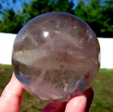 Smoky Quartz Crystal Sphere Ball 3 Inch Brazil Light Smokey Color For Sale