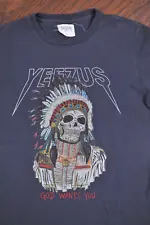Yeezus Kanye Tour Merchandise 2013 Indian Skull T-Shirt Gray Men's Medium M